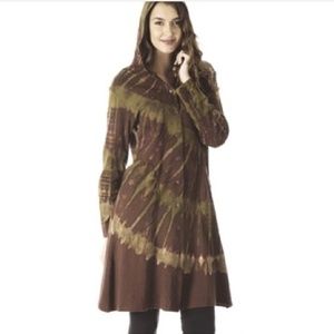 ONE Left Gorgeous Sacred Threads Tie Dye Coat Size S/M Brown Olive Green Cotton